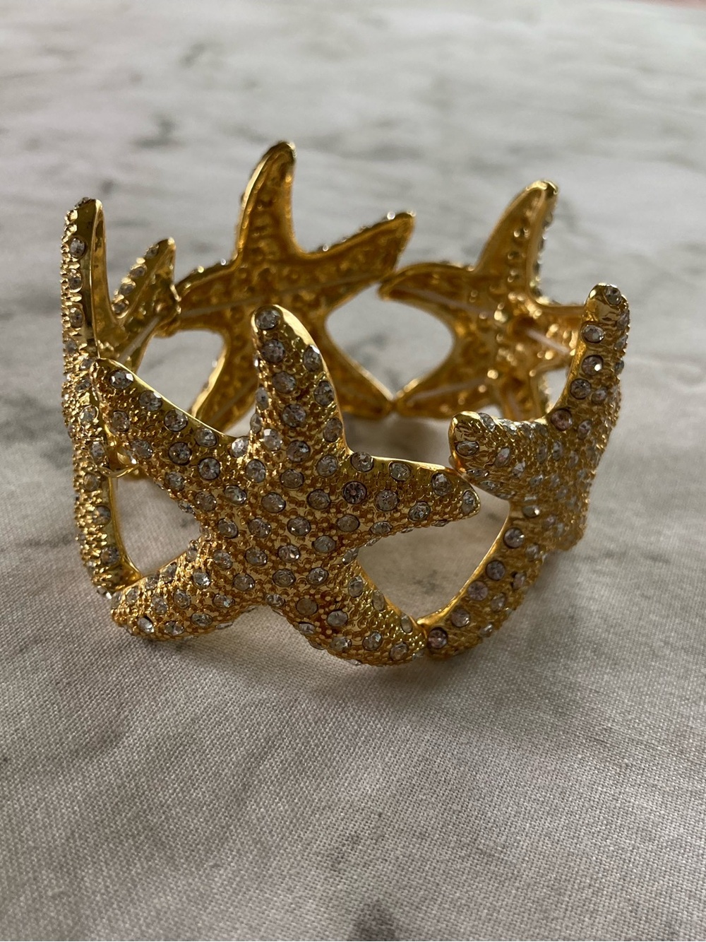 Goldtone Starfish with Crystals stretch Bracelet - Women's Jewelry